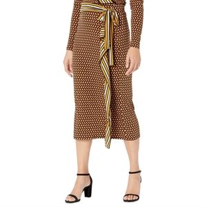 Michael Kors Ruffle Tie Belt Stretch Skirt Size L